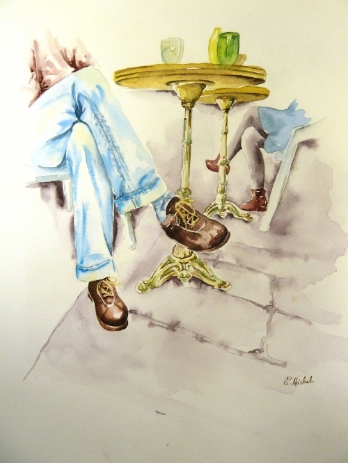 vente aquarelle Terrasse Place Krazucki