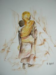 vente aquarelle Dans la ruelle