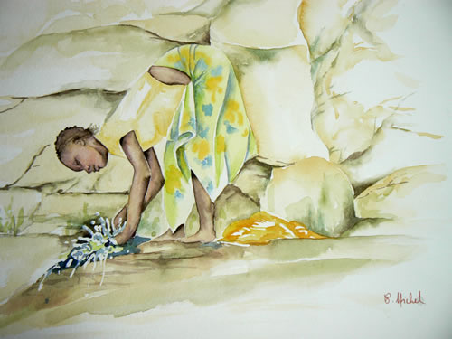 vente aquarelle Sur la falaise