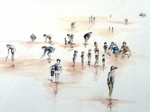 vente aquarelle Pêcheurs à Penerf