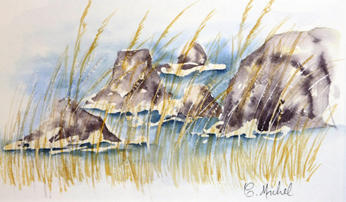 vente aquarelle Port Coton, Belle île