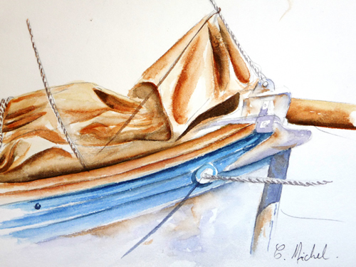 vente aquarelle Vieux gréement, Belle île