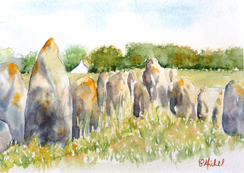 vente aquarelle les alignements du Menec, Carnac