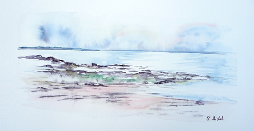 vente aquarelle Vue sur le Men du