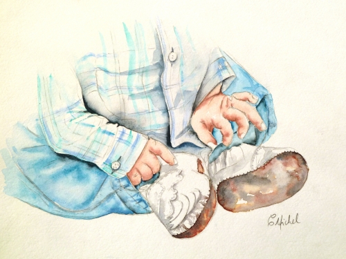 vente aquarelle Petites mains et petits pieds