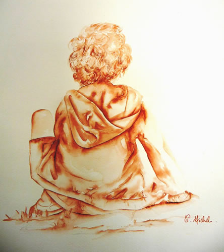 vente aquarelle L'enfant de Belleville