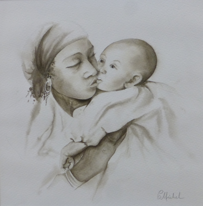 vente aquarelle Douceur sépia