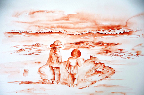 vente aquarelle Plage de Carnac