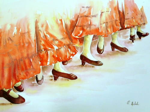 vente aquarelle Pieds en Flamenco