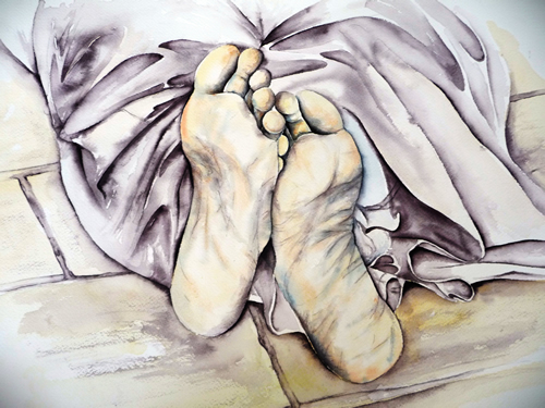 vente aquarelle Les pieds de Sayed
