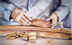 vente aquarelle Mains du menuisier