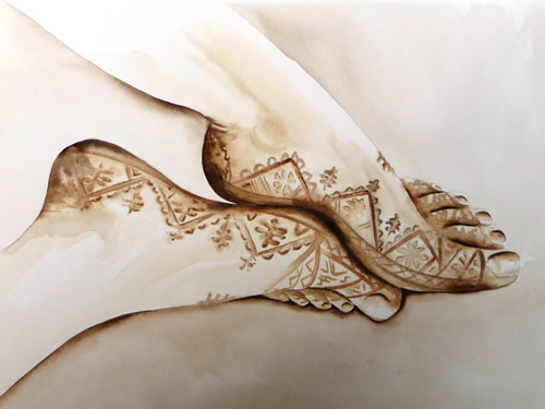vente aquarelle Pieds au Henné