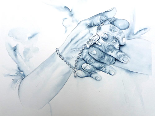 vente aquarelle Prière en Haïti