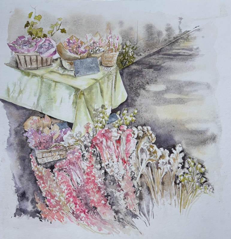 vente aquarelle Les fleurs de Sylvie