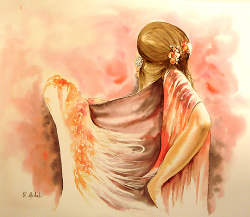 vente aquarelle Danseuse de Séville