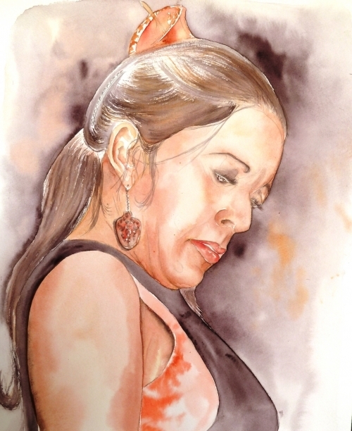 vente aquarelle La danseuse de Sacromonte