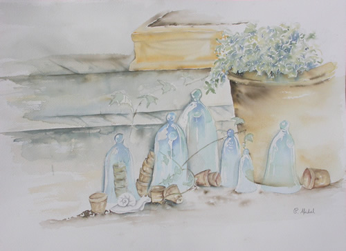 vente aquarelle Cloches de verre