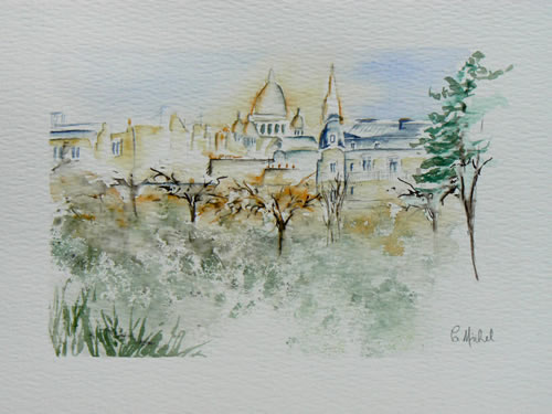 vente aquarelle Vue sur le Sacré Coeur 