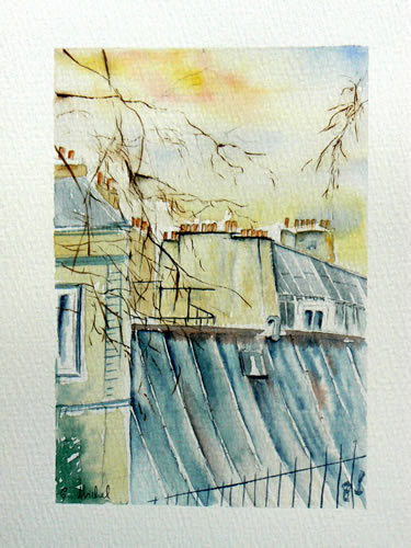 vente aquarelle Toits de Montmartre