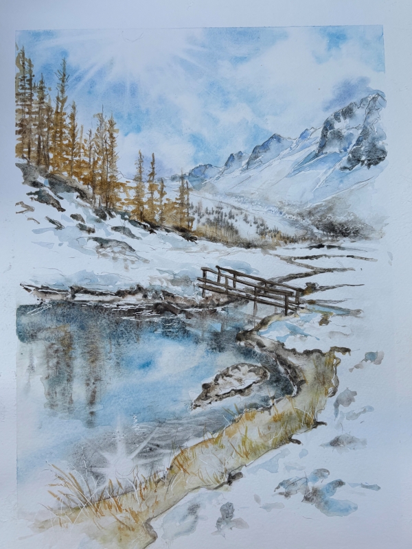 vente aquarelle Le petit pont