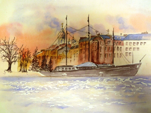 vente aquarelle Saint Petersbourg