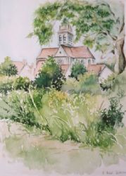 vente aquarelle Eglise d'Epiais Rhu