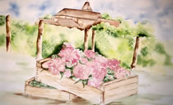 vente aquarelle Groslay et ses pivoines