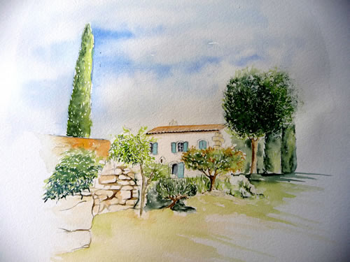 vente aquarelle Mas Proven&ccedil;al