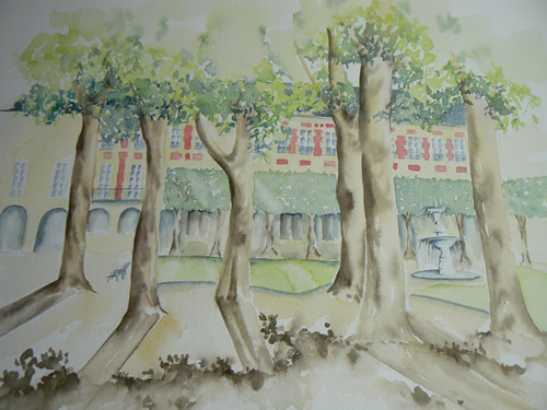 vente aquarelle Place des Vosges