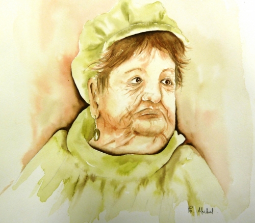 vente aquarelle Dame de Belleville