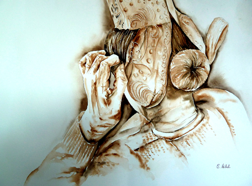 vente aquarelle La coiffe bretonne