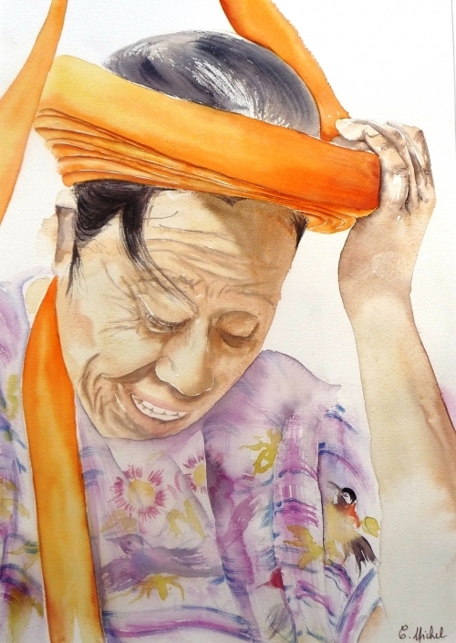 vente aquarelle Femme de Santiago de Atitlan