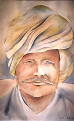 vente aquarelle L'homme au turban