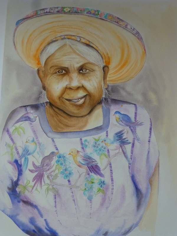 vente aquarelle Abuelita de Santiago