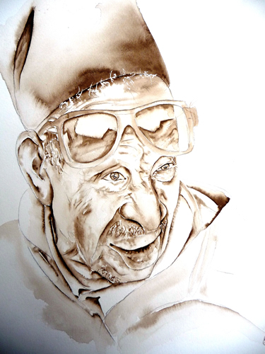 vente aquarelle Vieil homme à Marrakech