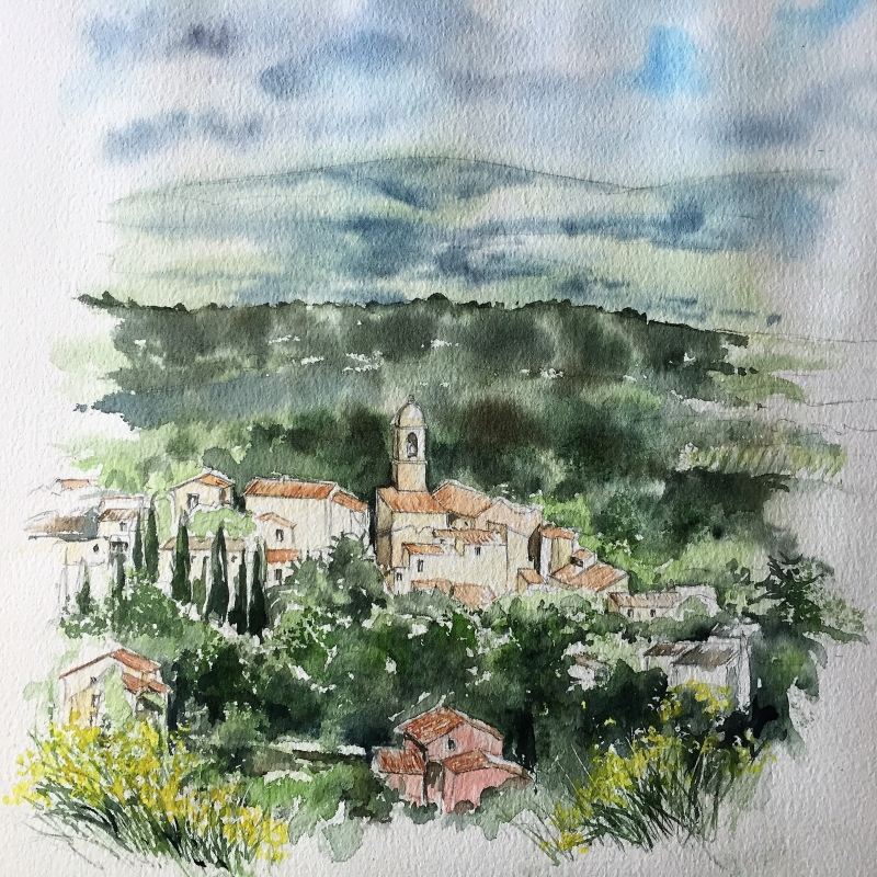 vente aquarelle  Mormoiron, depuis le Limon