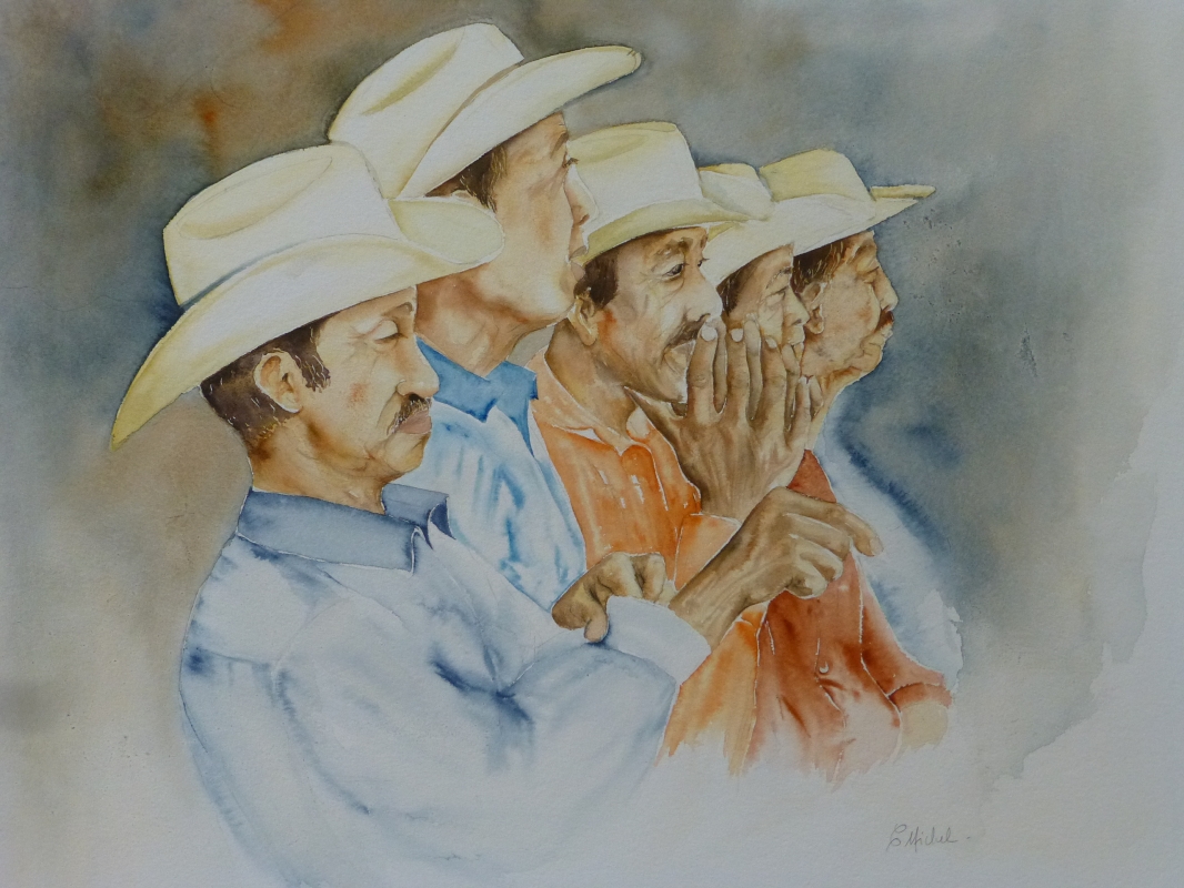 vente aquarelle Los hombres de Santiago de Atitlan