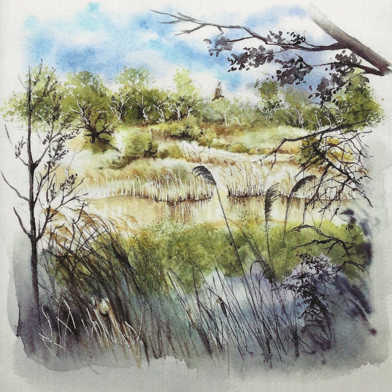 vente aquarelle Mormoiron, lac d'argile