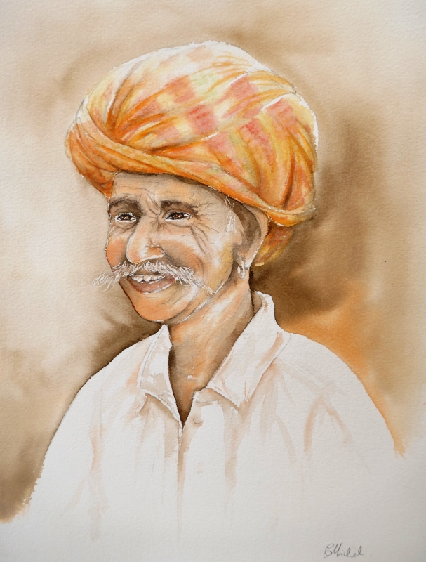vente aquarelle Indien de Bikaner