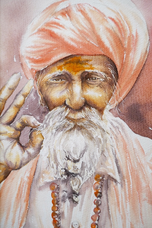 vente aquarelle Indien de Jaisalmer