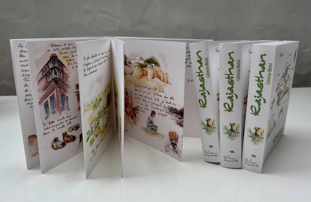vente aquarelle Carnet de voyage au Rajasthan, Leporello