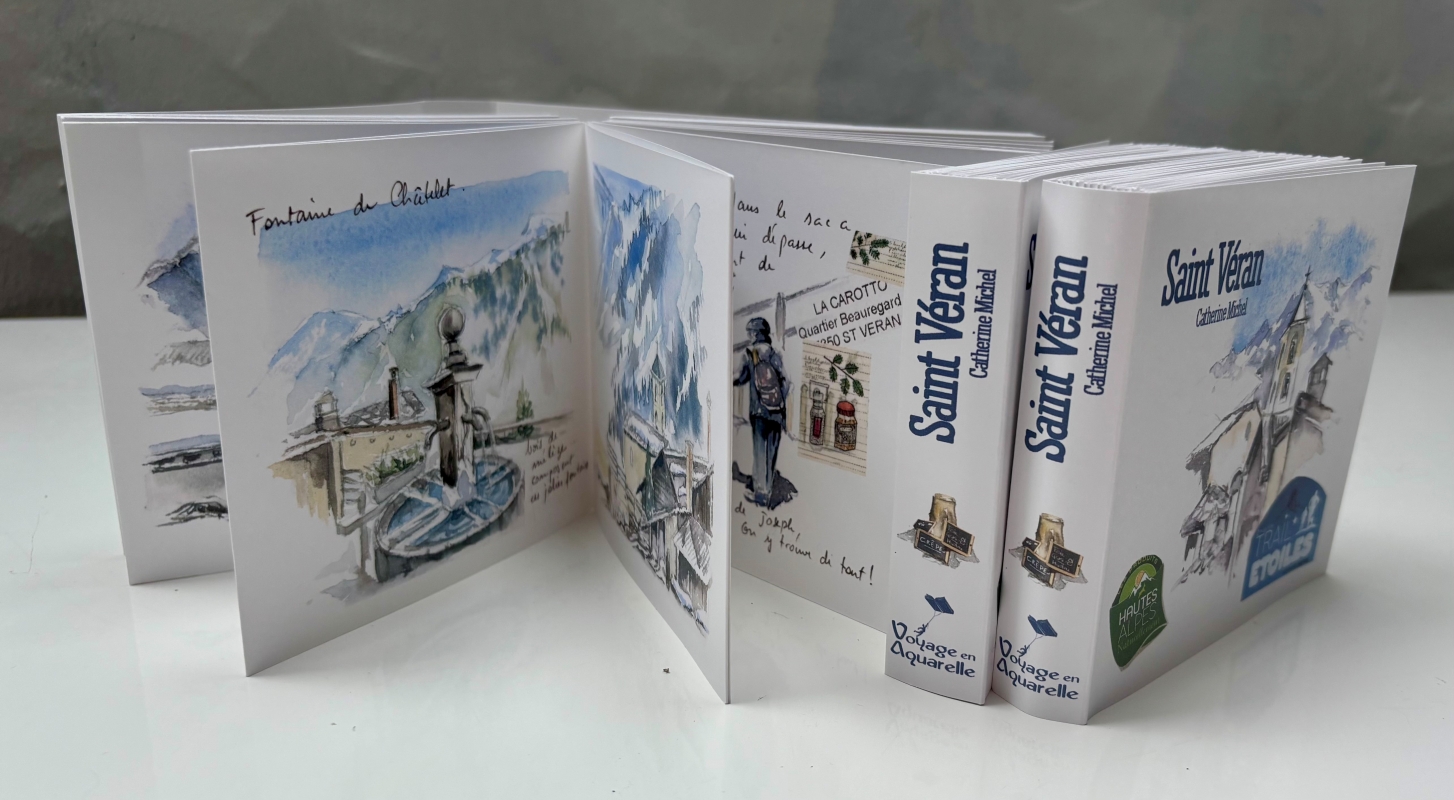 vente aquarelle Carnet de voyage à Saint Véran, Leporello