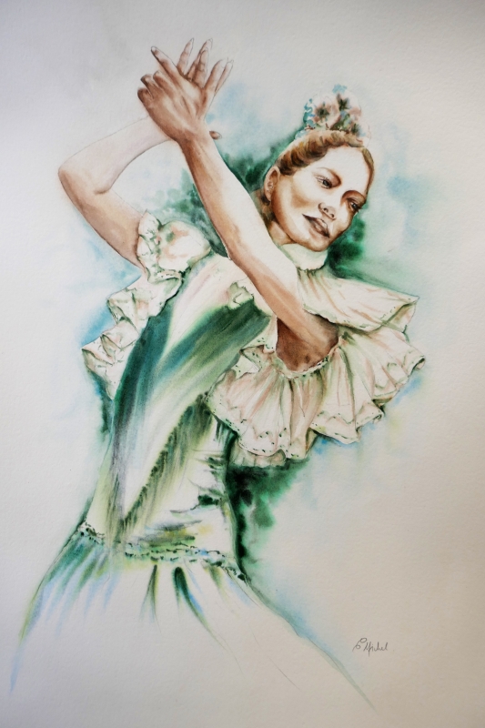 vente aquarelle Maria, danseuse de Flamenco