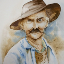 vente aquarelle Paysan Vosgien